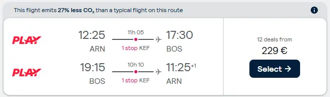 Cheap flights from Stockholm to Boston