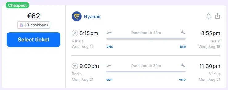 flights from Vilnius