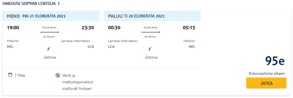flights from Helsinki to Larnaca