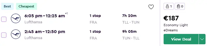 Lufthansa flights to Tunisia