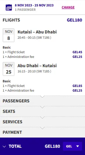 the cheapest way to get from the Baltics to Abu Dhabi